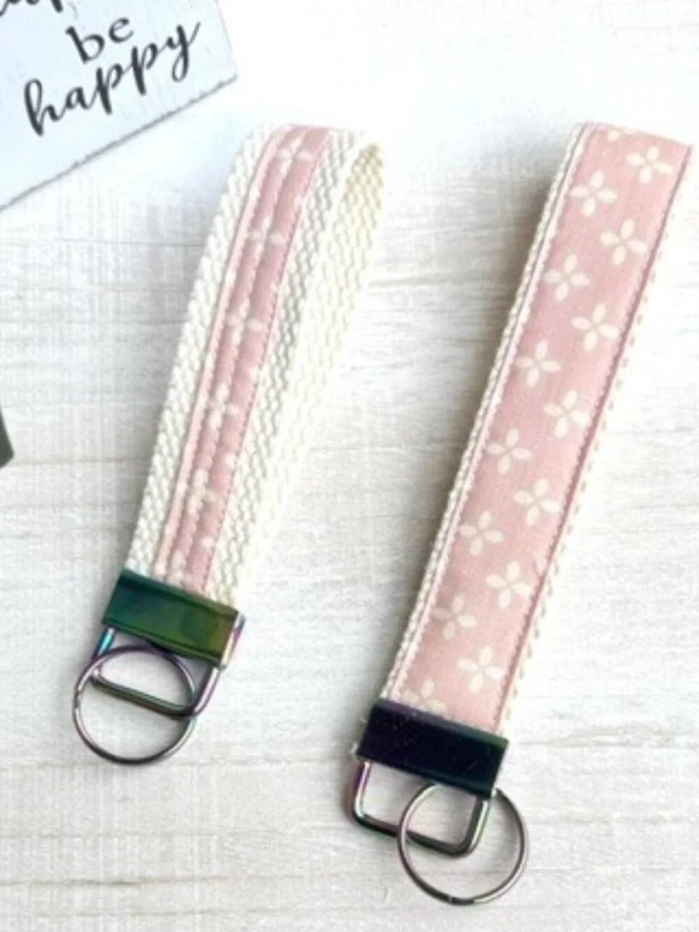 Floral Cotton Key Fob Wristlet | Durable Webbing Key Ring Holder